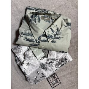 Lot Of 2 NWT Woods & Water Button Down Mens Sz 2XL Moose Print 100% Cotton Hunt